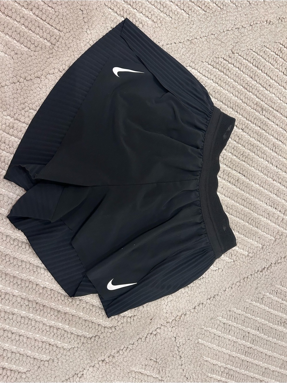 Nike Black Women's Athletic Shorts with White Swoosh